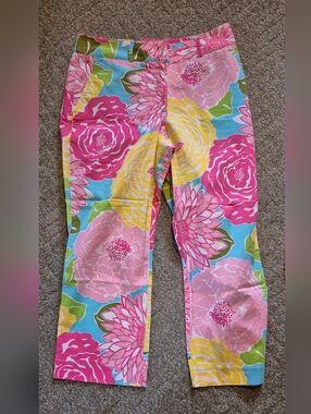 Lilly Pulitzer  Floral Capr/ Cropi Pants — Pink, Yellow & Blue S.6